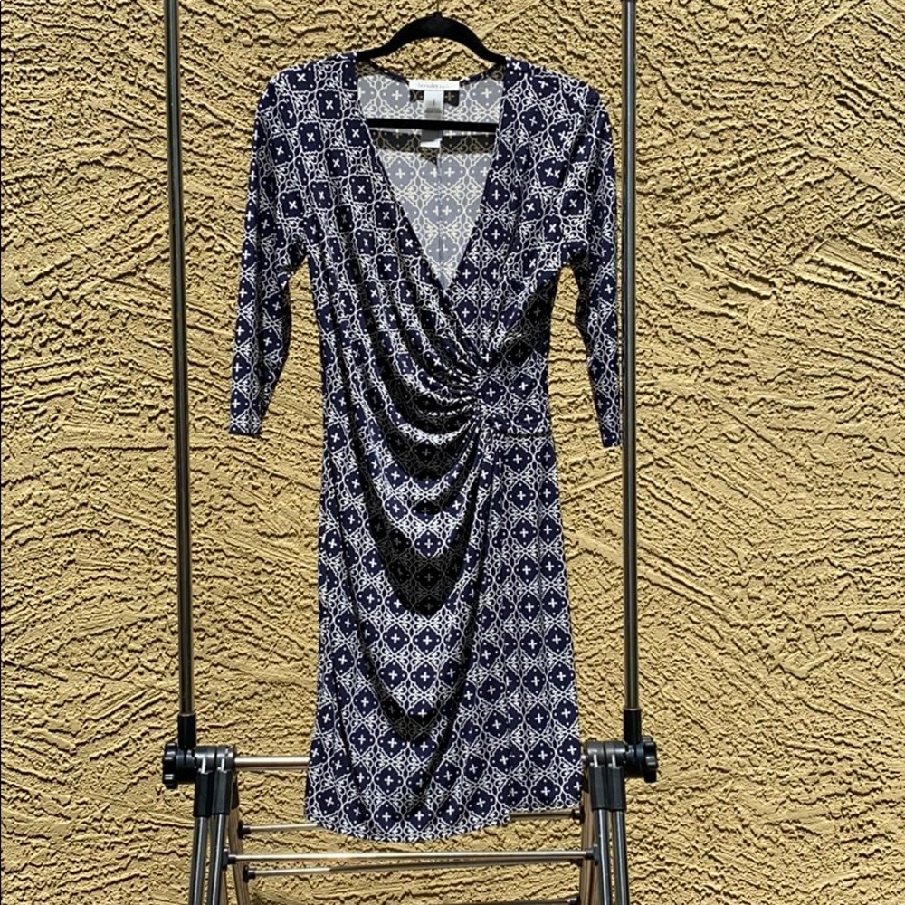 Laundry by Design 3/4 Sleeve Navy & White Dress